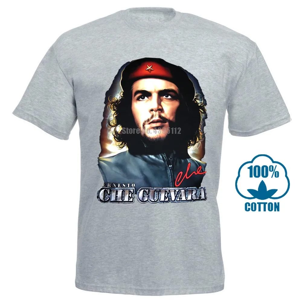 Che Guevara Hero, хлопковая Футболка с принтом, мужская, женская, с круглым вырезом, короткий рукав, Повседневная футболка, Harajuku, с рисунком, футболки, крутые, брендовые Топы - Цвет: Серый