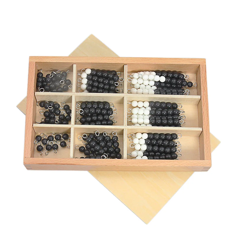 Montessori Kids Black White Checker Beads Board with Wood Box Early Education Preschool Training Learning Math Toys for Children 4