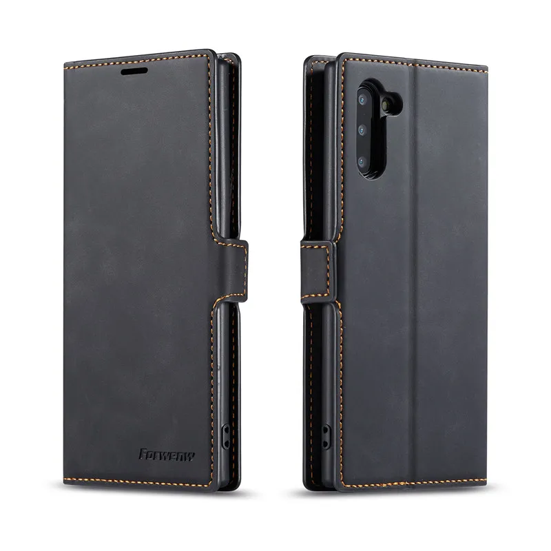 Роскошный кожаный флип-чехол для samsung Galaxy Note 10 Pro samsung Note 10 Plus Note 10+ чехол для кошелька держатель Футляр для телефона - Цвет: Черный