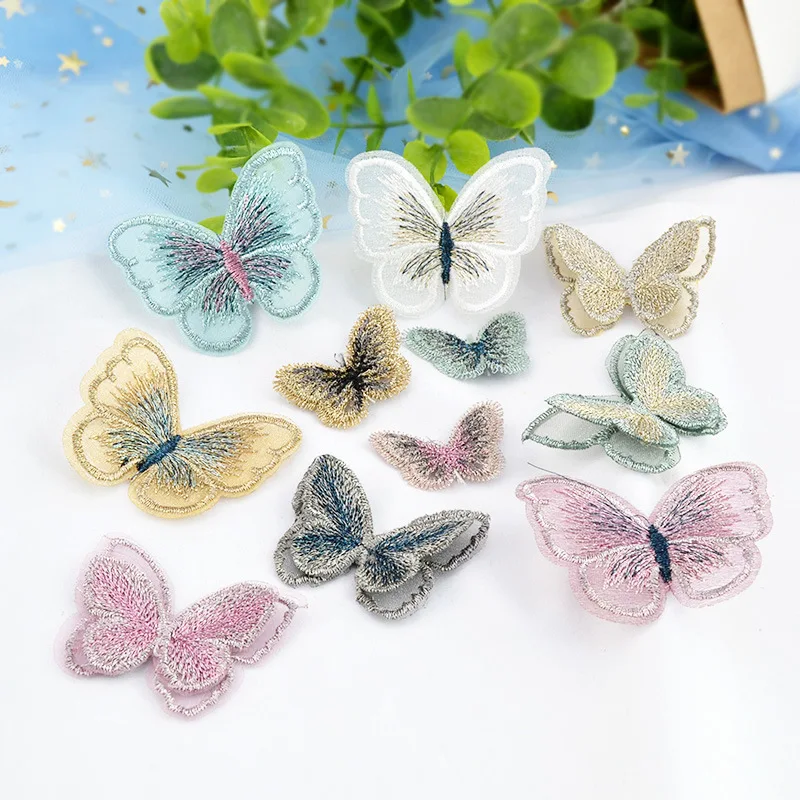 

Butterfly Patch Embroidery Lace Fabric Double Layers Patches To Sew on Clothes Sticker DIY Handmade Appliques For Clothing Badge