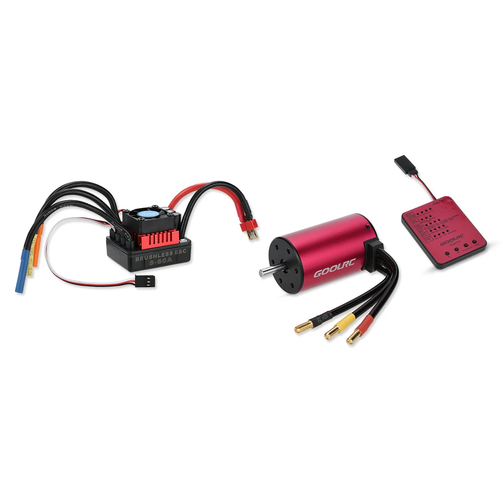 

Original S3660 3800KV Sensorless Brushless Motor 80A Brushless ESC and Program Card Combo Set for 1/10 RC Car Truck