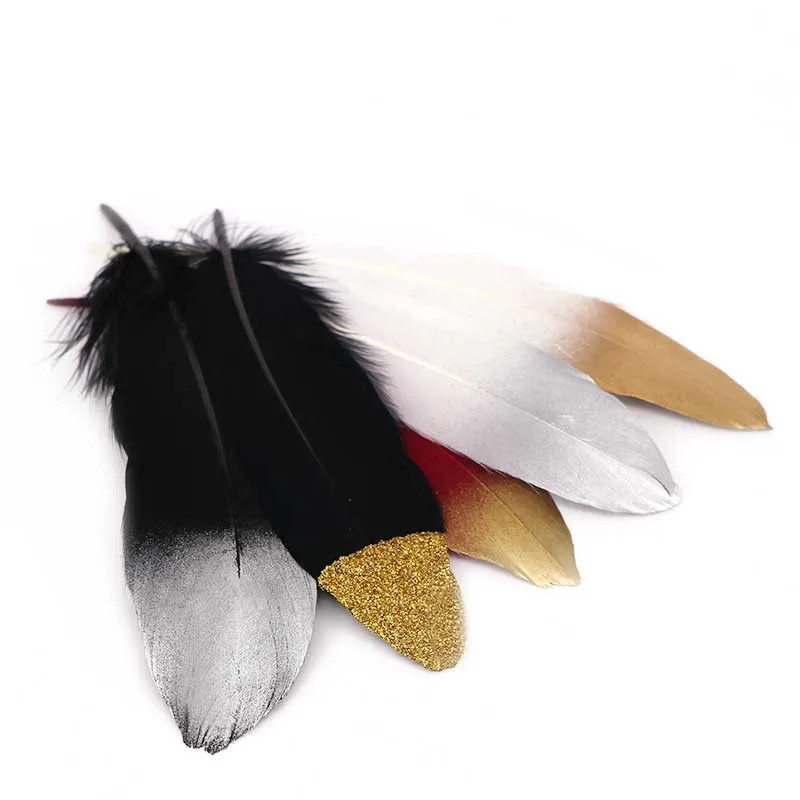 

100pcs 15-20cm Double Color Goose Peacock Feather For Wedding Party DIY Apparel Sewing Bag Shoes Hat Headwear Earrings Ornaments