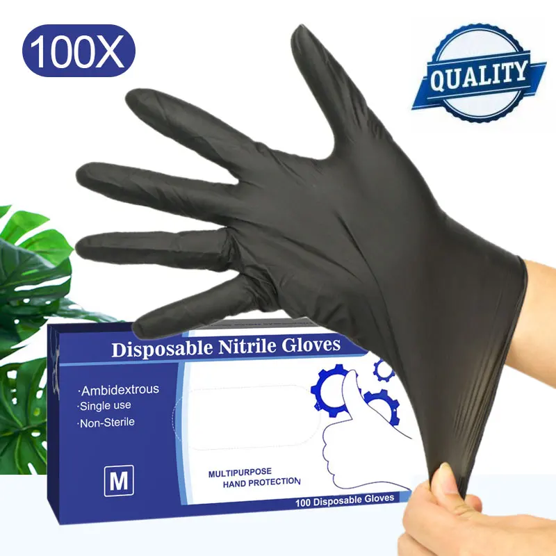 10-100 uds desechables guantes de nitrilo guantes de trabajo de preparación de alimentos de cocina guantes/cocina impermeable servicio de limpieza guantes negro