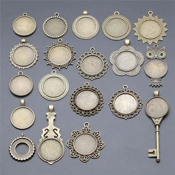 

5pcs Fit 25mm Round Glass Cabochon Cabochon Base Setting Pendant Tray Antique Bronze Plated Jewelry Findings For Jewelry Making