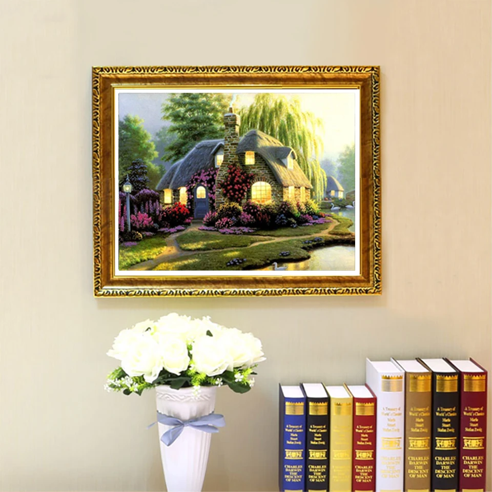New Year Gifts Diamond Embroidery Dream House Custom Pattern Castle House Pattern Cotton Embroidery DIY Diamond Painting