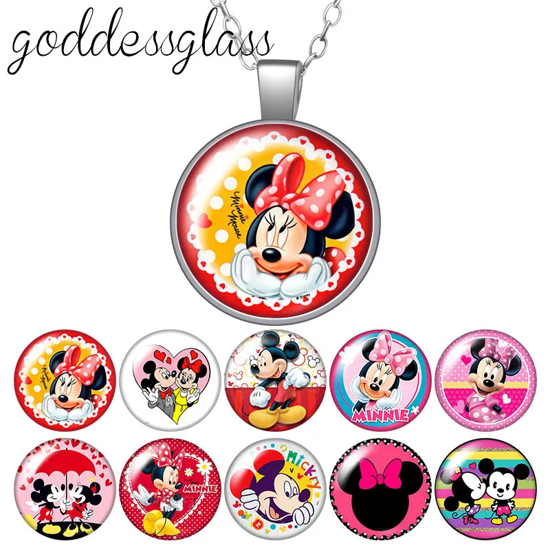 Милый Микки Маус Минни Детский подарок круглый стеклянный кабошон