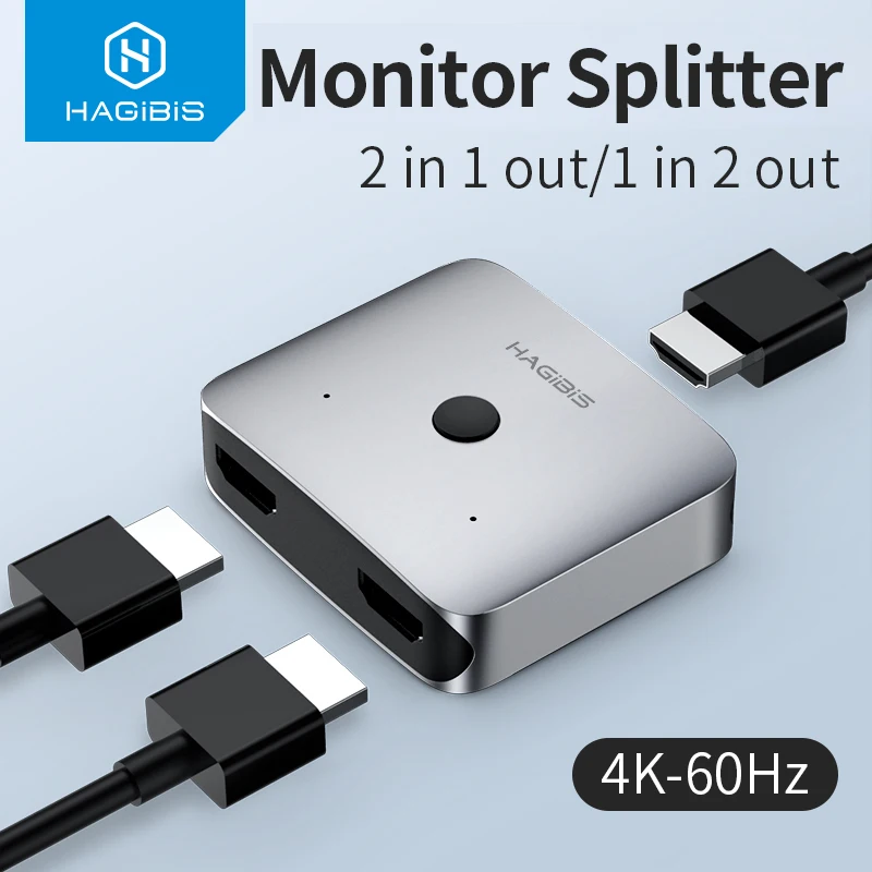 Hagibis HDMI-compatible Switch Bi-Direction 2.0 4K@60Hz1x2/2x1 Adapter 2 in 1 out Converter for PS4/3 TV Box Splitter