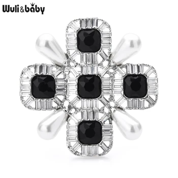 

Wuli&baby Pearl Cross Brooches Women Rhinestone Classic Palace Style Weddings Office Brooch Pins Gifts