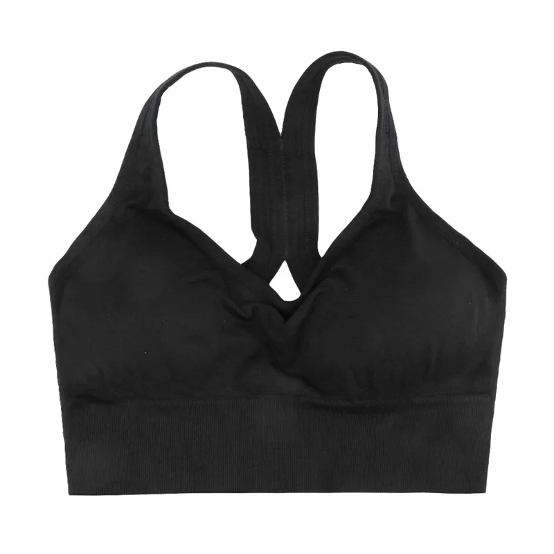 2021 Sexy Sports Bra Solid Back Yoga Tank Top Women Fitness Push Up Gym Shockproof Seamless Shirt Running Workout Fast Dry Vest