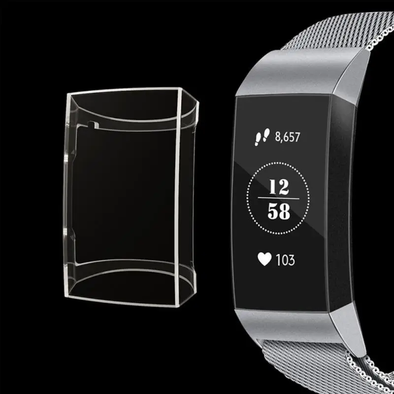 Чехол для часов Fitbit Charge 3, Ультратонкий силиконовый чехол с полной защитой, Защитная крышка для экрана