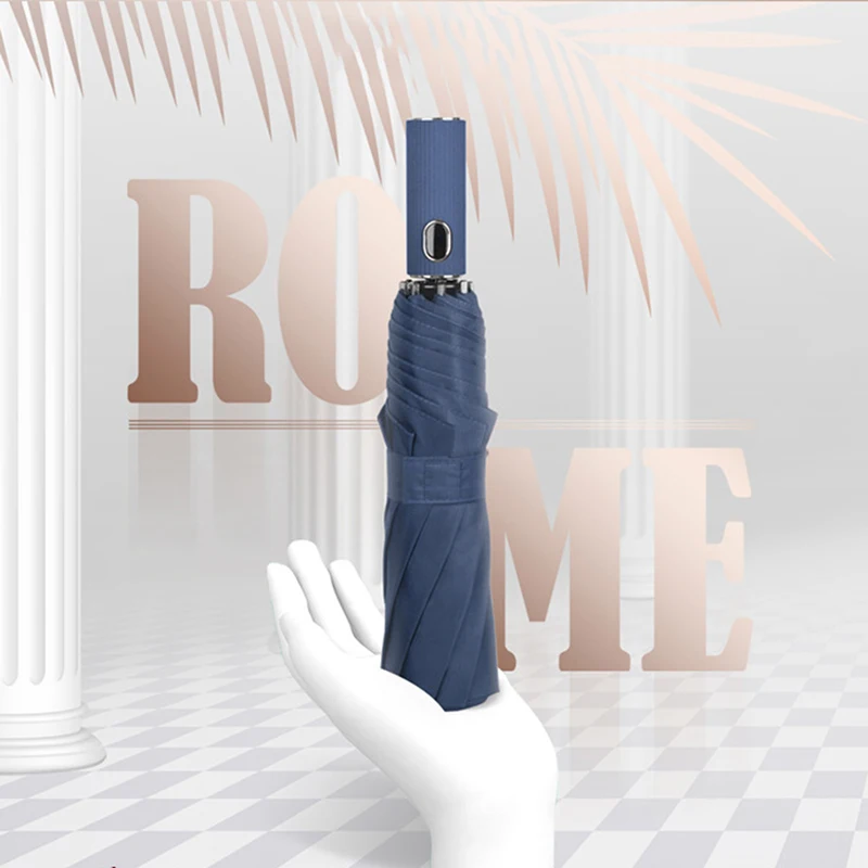 

Men Folding Automatic Umbrella Sun Women Travel Umbrella Rain For Men Business Black Coating 10K Parasol Roman Classical