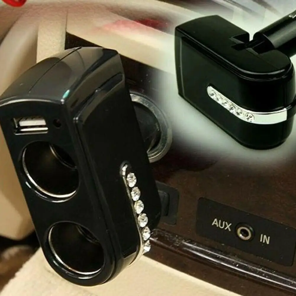 Новинка, черный 2 USB зарядное устройство с двумя разъемами, расширитель для автомобильного прикуривателя, разветвитель, автомобильный стиль, для мобильного телефона, зарядное устройство, авто