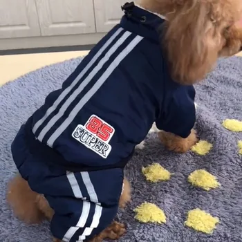 

Pet Dog Hooded Jumpsuit Winter Cotton-padded Jacket Clothes for Small Large Dogs Cats Four-legged Plush Overalls Overcoat XS-XL