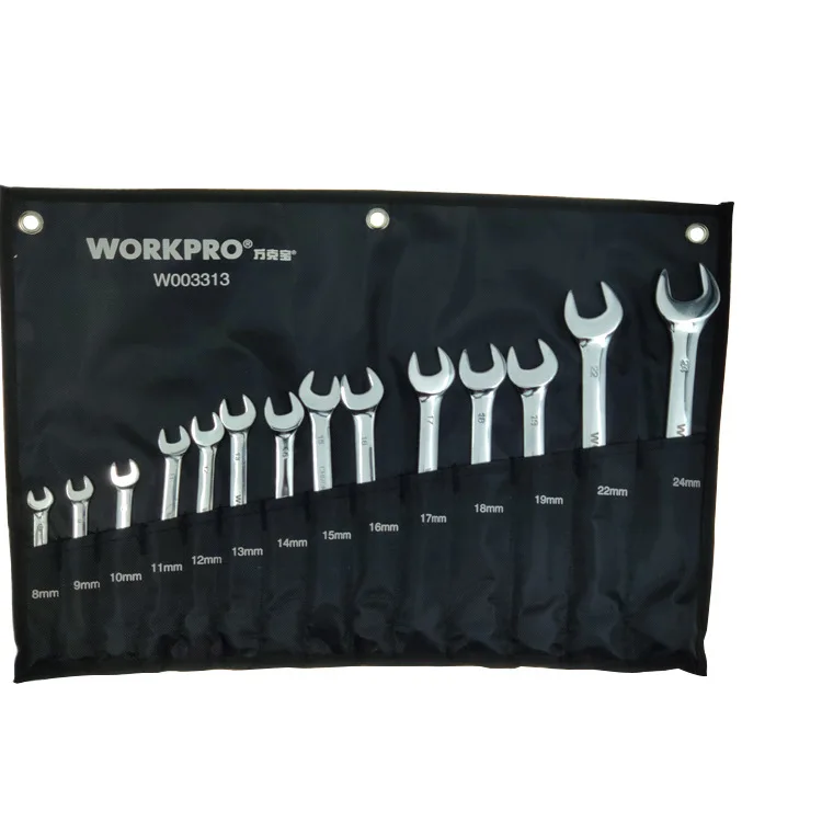 

Workpro WORKPRO14-Piece Dual Purpose Multi-functional Household Mechanic Profession Wrench Kit with Hanging Bag W003313