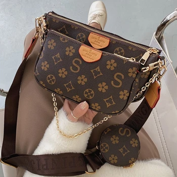 

Classic Composite Bags for Women 2020 New 3in1 Women Bag Sets Female's Single Shoulder Messenger Bags Ladies Purses Louis Brand