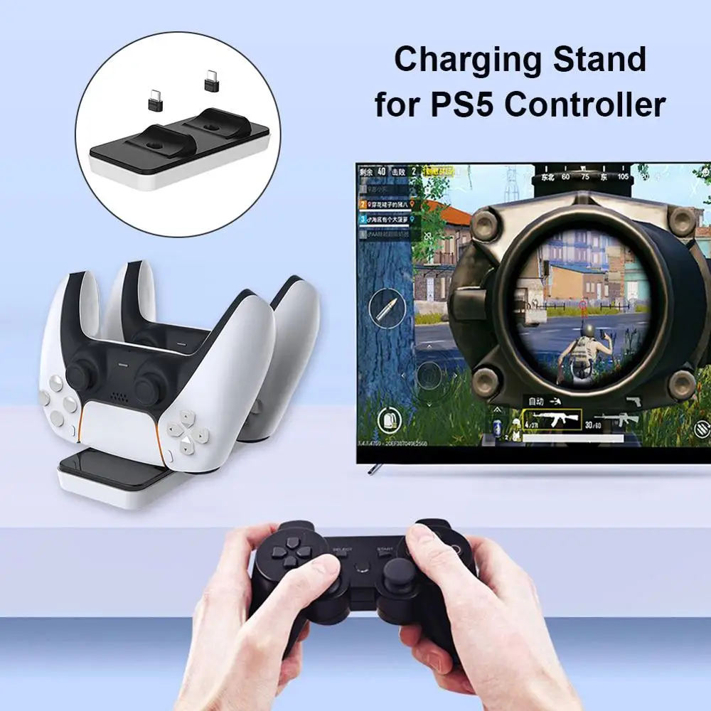 Dobe Dual Controller Charging Dock Base Stand Holder Handle Charger for PS5 Gamepad for DualSense Wireless Controller (TP5-0504)