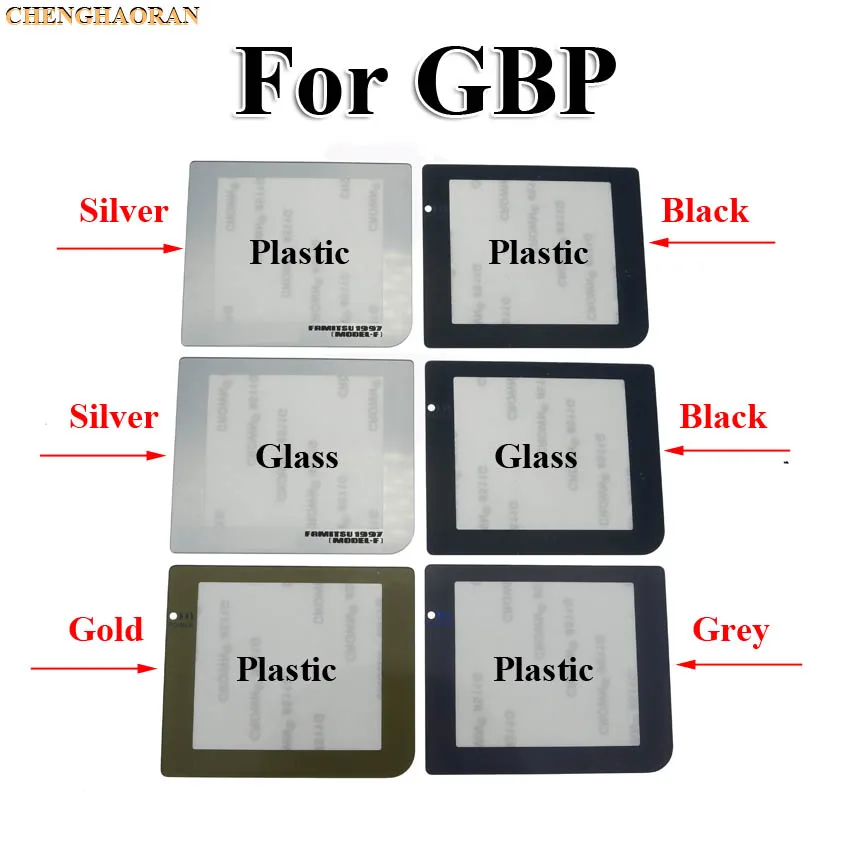 ChengHaoRan, 1 шт., высокое качество, золотой, черный, серебристый цвет, для GBP, защитная лампа, отверстие, пластик, стекло, экран, объектив для Kind GameBoy Pocket