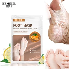 Hemeiel vitamina c pé máscara casca hidratante remoção calos crack calcanhar meia para pedicure pé spa esfoliante 1 par = 2 peças