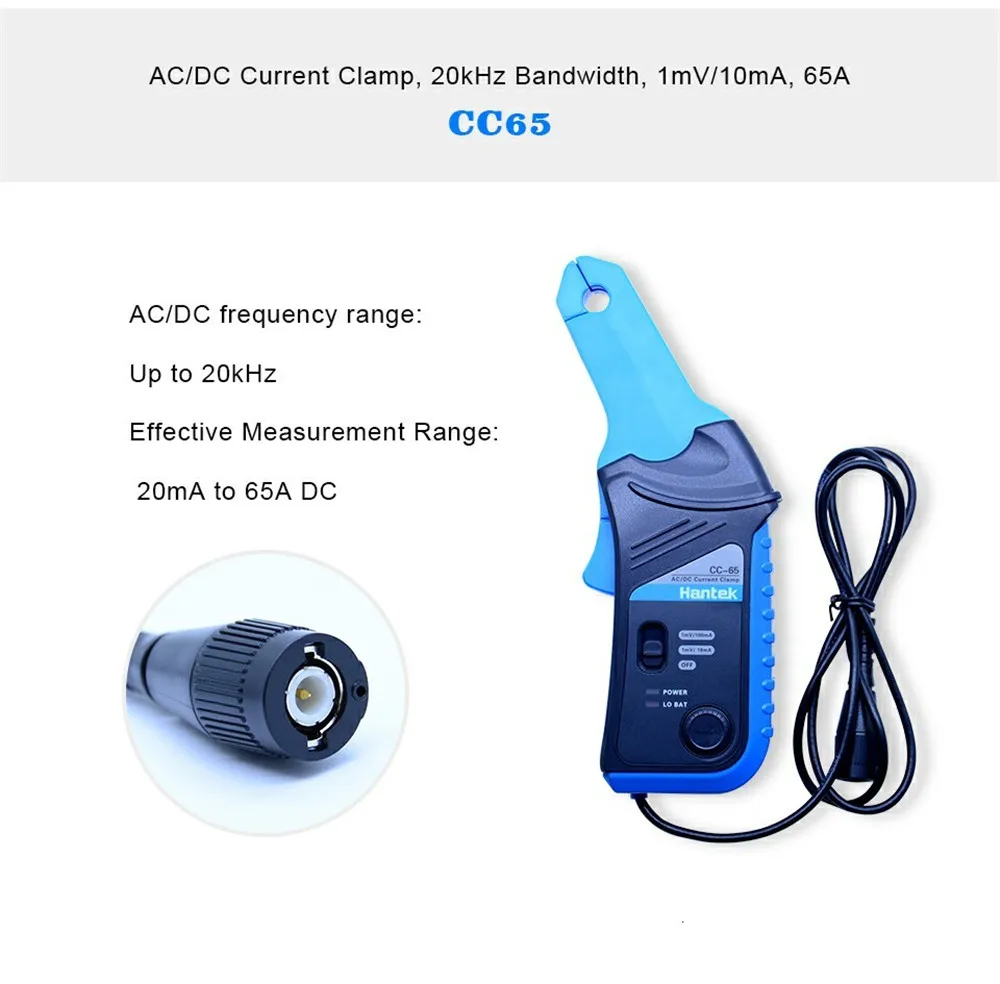 Hantek осциллограф AC/DC токовый зажим зонда CC-65 CC-650 20 кГц/400 Гц полоса пропускания 1МВ/10мА 65А/650а с BNC разъем