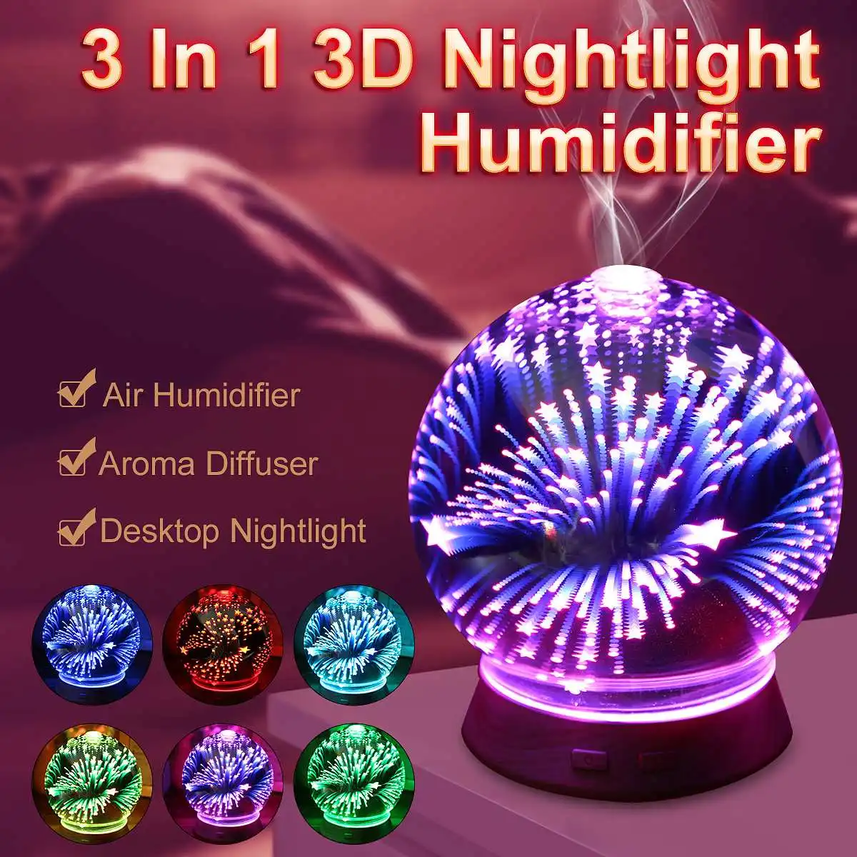 

3D LED Light Ultrasonic Aromatherapy Essential Oil Aroma Diffuser Humidifier Aromatherapy Diffuser Fragrance Ultrasonic Mist