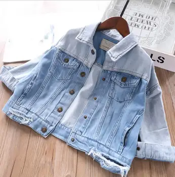 

2020 new style girls denim patchwork coat spring fashion full sleeve girls jacket 2-7t HO250