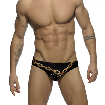 

Men's briefs Sexy Nylon Creative Chain Printing Triangle Bikini Panties Swimming Trunks beach holiday male