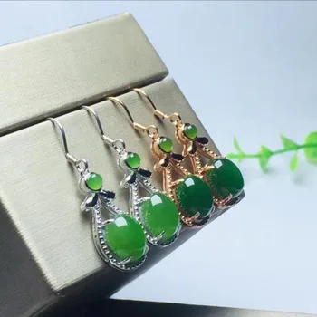 

boutique jewelry S925 sterling silver jewelry drop women's Hetian jasper earrings
