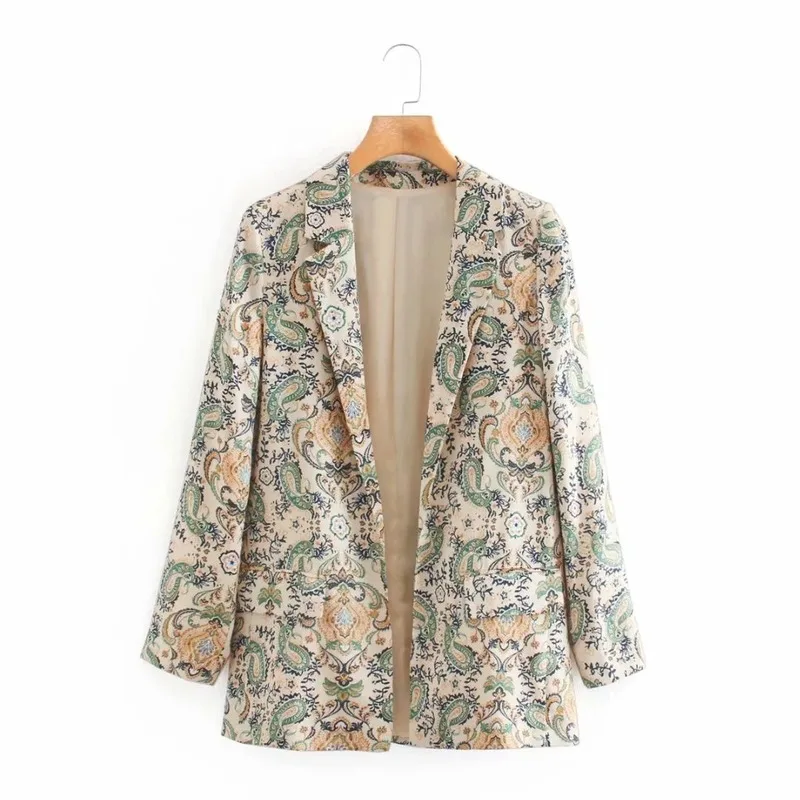 

Women's printed casual blazer Fall 2020 Fashion Long Sleeve Vintage Ladies Jacket Small Suit All-match coat