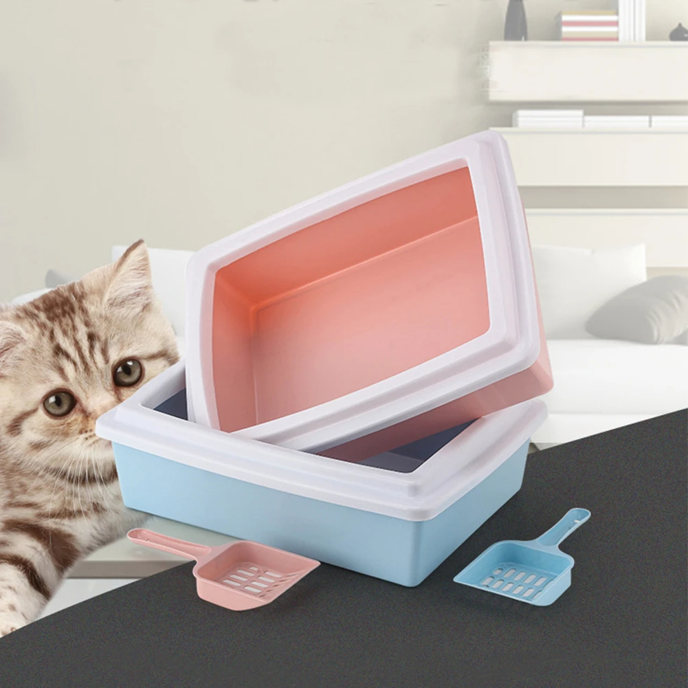 Cat Litter Box with Scoop Pet Toilet Anti Splash Kitten Bedpan Puppy Waste Cleaning Plastic Sand Box Small Pets Pee Tray Trainer Cat Litter Box with Scoop Pet Toilet Anti Splash Kitten Bedpan Puppy Waste Cleaning Plastic Sand Box Small Pets Pee Tray Trainer