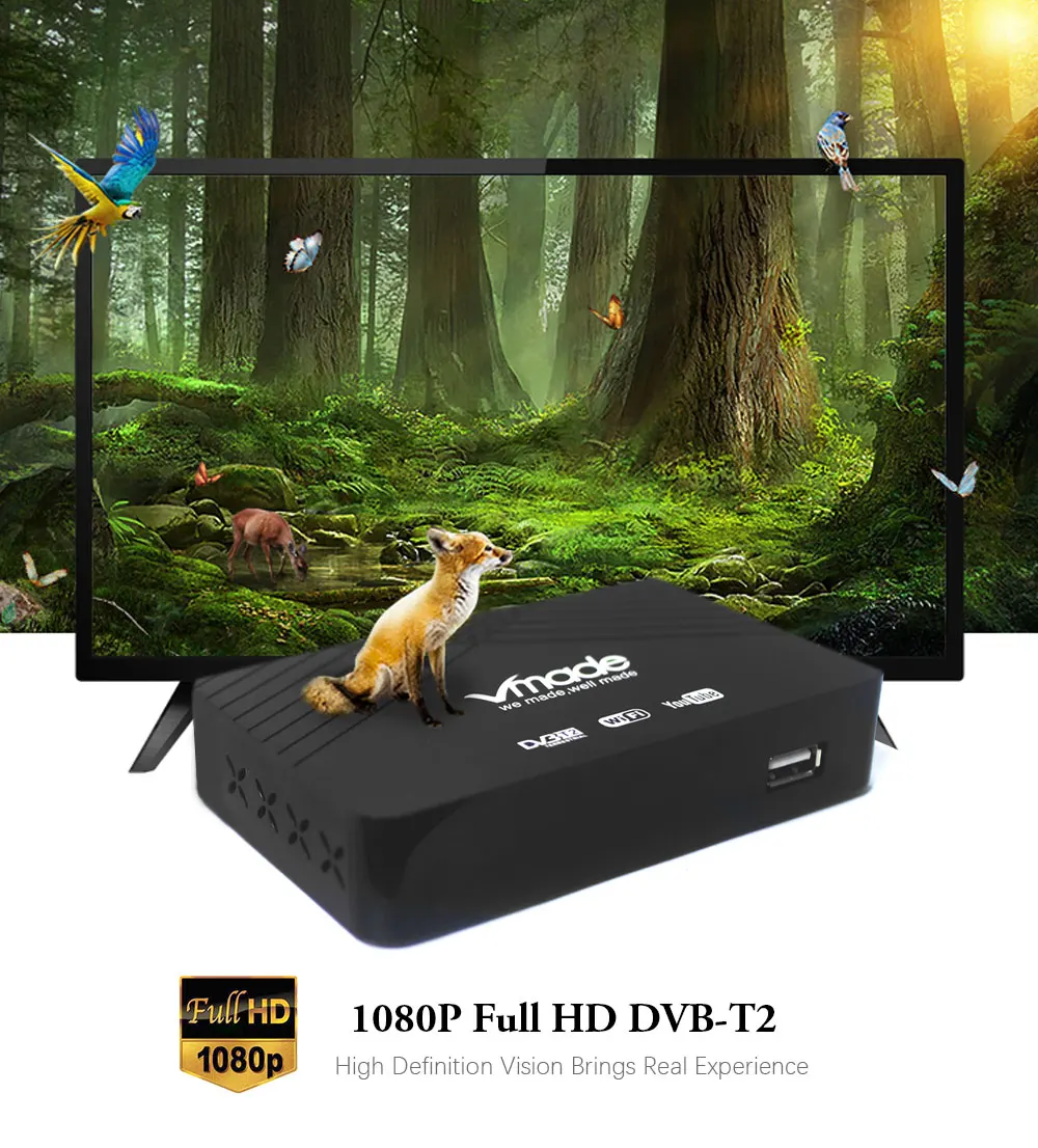 Vmade HD цифровой эфирный приемник ТВ тюнер DVB-T2+ wifi Полностью 1080P MPEG-2/4 Поддержка Youtube PVR 3D интерфейс Мини ТВ коробка