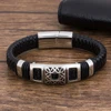 Couples Fashion Charm Rope Wholesale  Black Genuine Leather Bracelet Men Jewelry Stainless Steel  Magnetic Accessories ► Photo 2/4