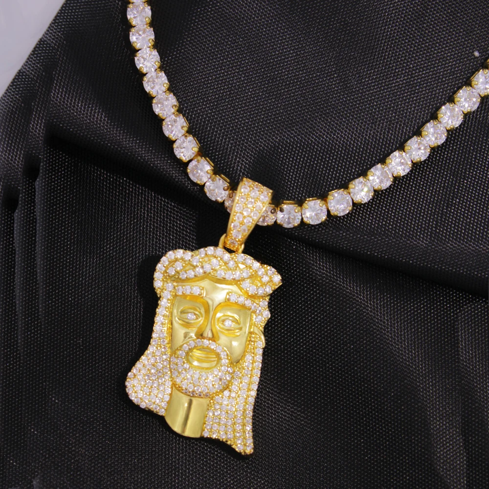 Iced Out Jesus Corolla маленький кулон с теннисная цепочка в стиле хип-хоп с модным фианитом, каменное ожерелье для мужчин и женщин, ювелирный подарок