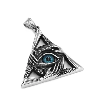 

Egyptian Eye of Horus Ra Udjat Talisman Pendant Stainless Steel Illuminati Pyramid Eye Evil Hand Biker Men Pendant SWP0548A