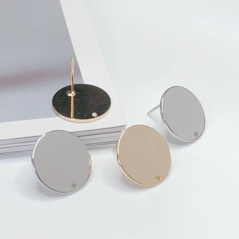 

KC Gold Silver Color Plated Round Stud Earring Accessories Copper Material DIY Handmade Craft Jewelry Findings 6pcs