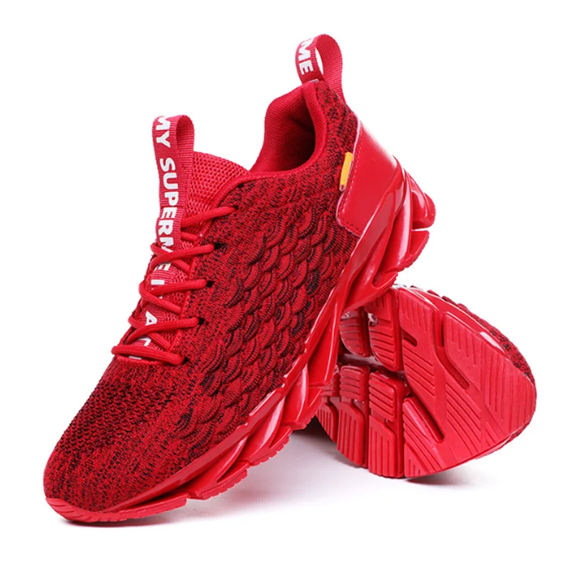 

2020 Spring New Fish Scale Blade Casual Lace-up Comfortable Running Men Breathable Gym Fly Woven Mesh Fashion Shoes Sneakers