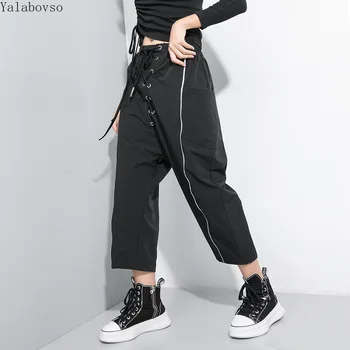 

2020 New Autumn Elastic Waist Harem Pants Loose Large Size Black Casual Trousers For Women Streetwear A71Z40