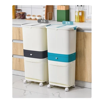 

Multi-Layer Classification Storage Basket Trash Can Dry and Wet Separation Kitchen Classification Trash Can Laundry Basket