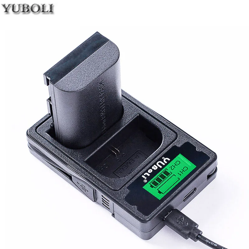 LP-E6 LP-E6N LP E6 LP E6N цифровой аккумулятор+ ЖК-дисплей USB двойное зарядное устройство для Canon EOS 5DS R 5D Mark II 5D Mark III 6D 7D 80D