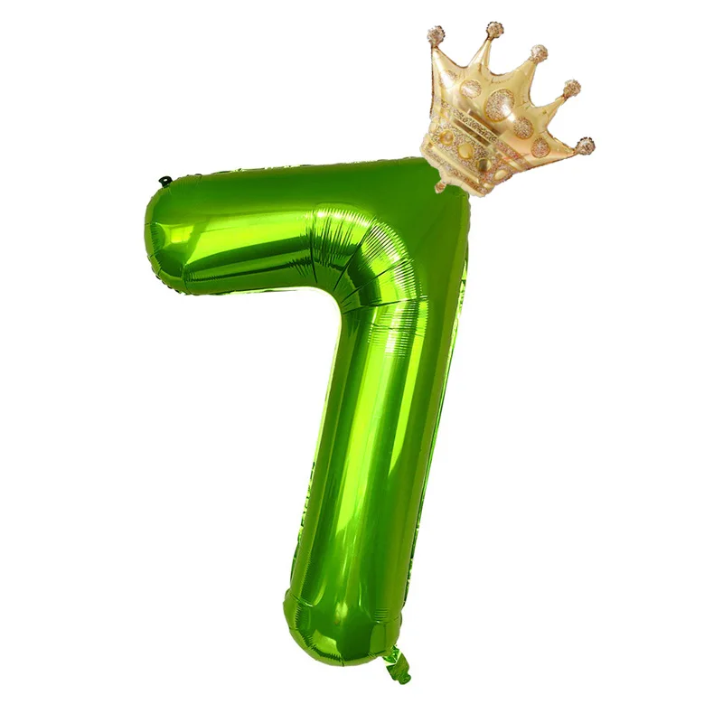 2pcs 40 Inch Foil Crown Green Number Balloons Anniversary Birthday Party Decorations Kids Digit Globos Wedding Decor Baloon