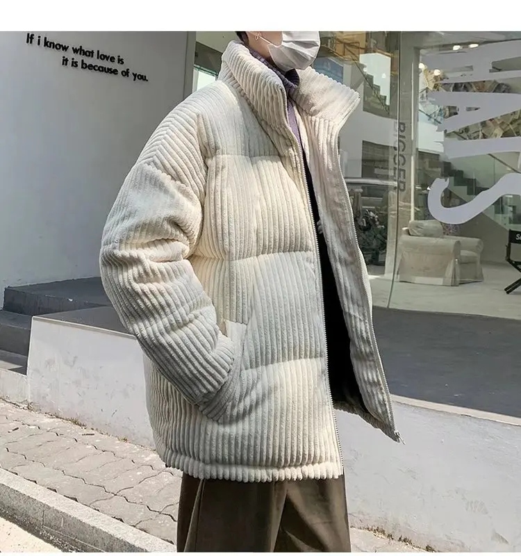 Casaco acolchoado estilo coreano masculino, jaqueta grossa