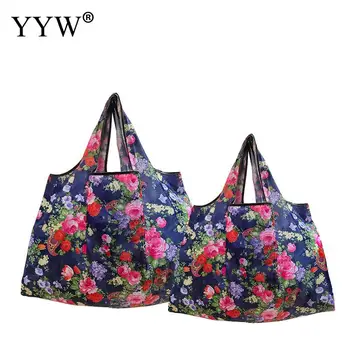 

Waterproof Recycle Shopping Bag Women Travel Shoulder Grocery Bags Reusable Floral Fruit Vegetable Storage Tote Handbag