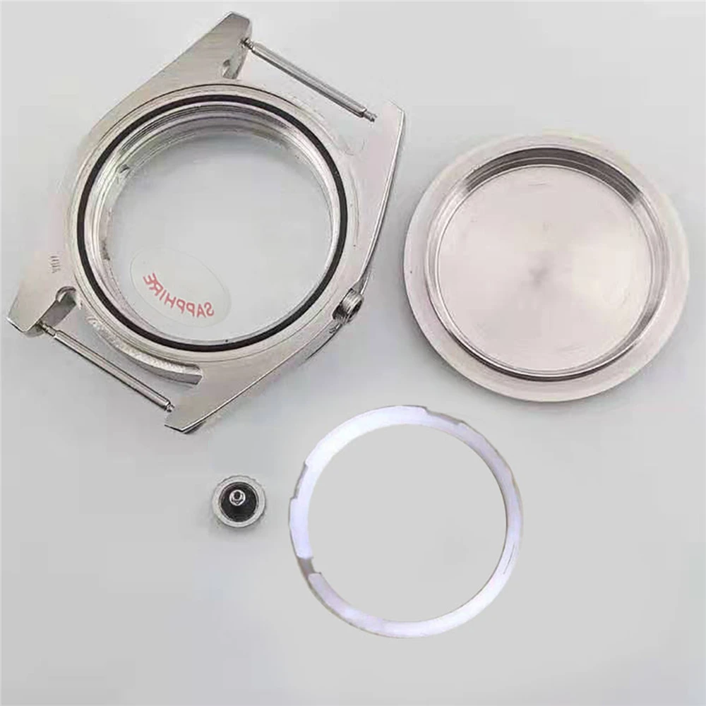 For Miyota 8215 Sapphire Glass Mirror 39mm Stainless Steel Case Solid Bottom Watch Case Cover for Mingzhu 2813/3804 Movement