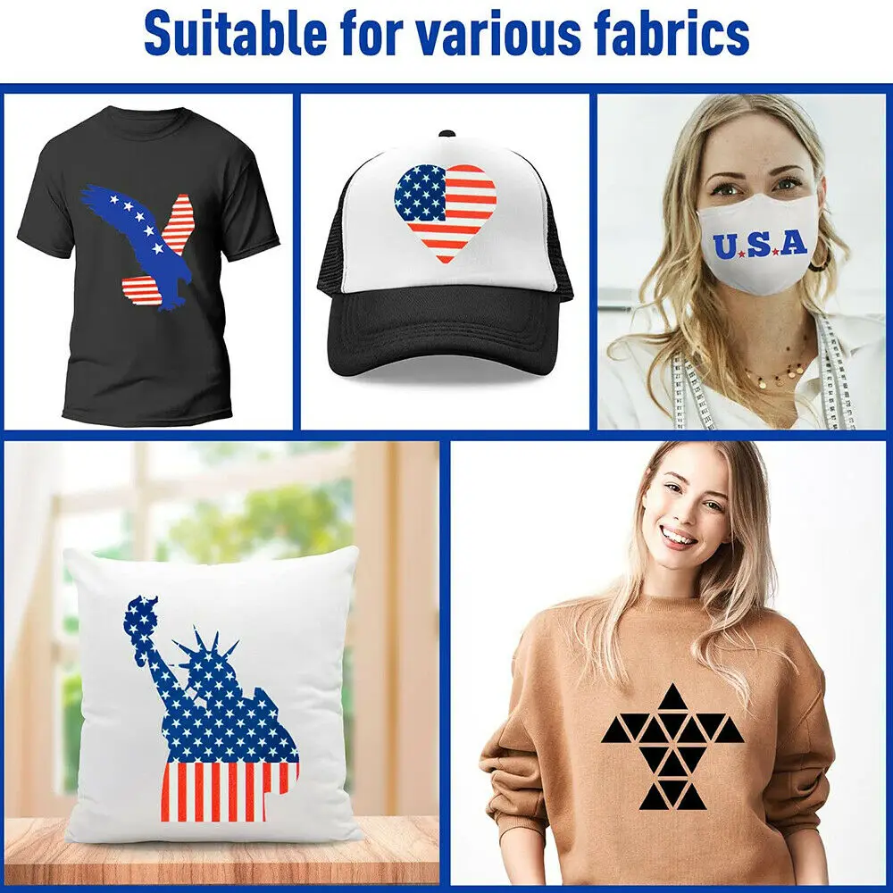 Happy Independence Day Heat Transfer Vinyl HTV Iron On Vinyl Bundle Bundle  Suitable For Shirts Patterns