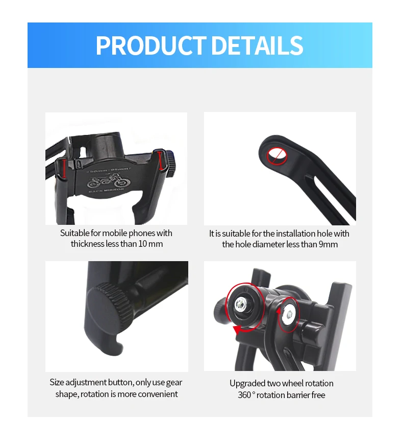 mobile phone holder for car Aluminum Alloy Motorcycle Bike Phone Holder Bicycle GPS Bracket Bike Support Clip Mirror Bicycle Handlebar Mobile Phone Holder mobile holder