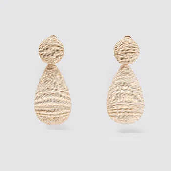 

ZA Earring Fashion Female Boho Handmade White Cotton Thread Weave Dangle Earrings For Women Water Drop Shape Large Earring Gifts
