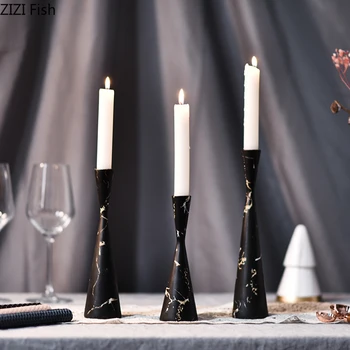 

EUROPEAN STYLE IMITATION MARBLE RESIN CANDLE HOLDERS FESTIVAL CELEBRATION PROPS CANDLELIGHT DINNER CANDLE HOLDER