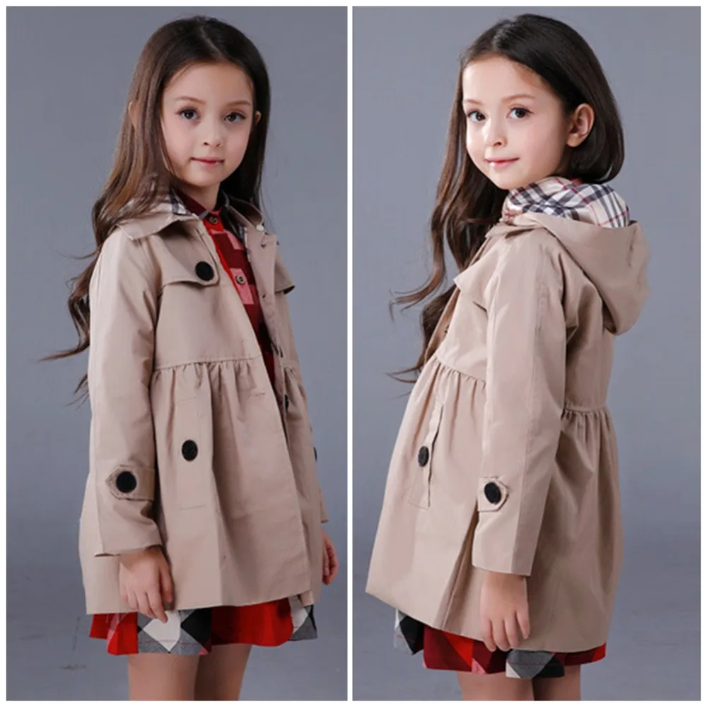 Детский плащ, Осенняя детская куртка, ветровка, тонкая Стильная верхняя одежда, весенне-осенняя одежда для маленьких девочек