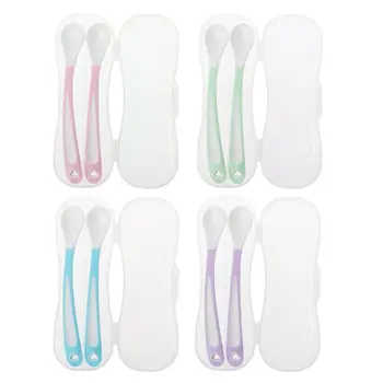 

2pcs Baby Spoon Straight Head Feeding Training Cutlery Dishes Tableware Infant Children Kids Safe Feeder Learning Supplies