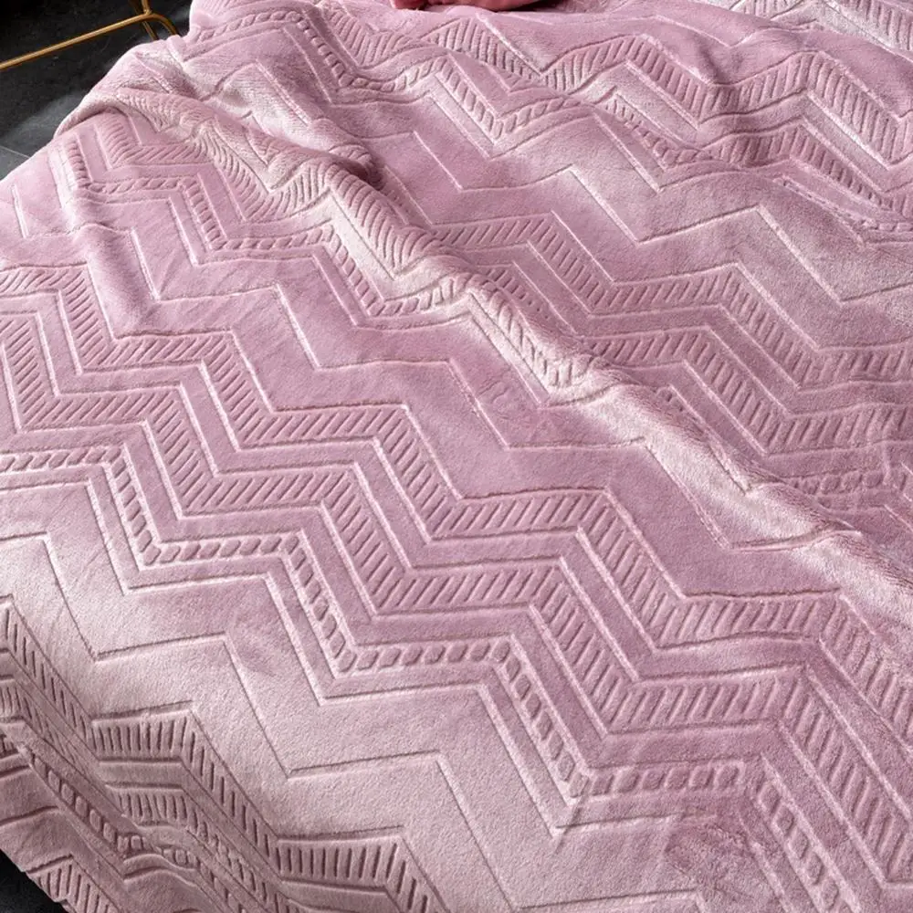 EHOMEBUY Double Layer Embossomed Lamb Blanket Solid Color Soft Bedspread Portable Blankets Keep Warm Car Travel Winter