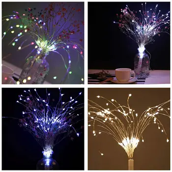 

USB 120LED Firework Fairy String Light Silver Wire Firework Branch Light Hanging Fairy Light Christmas Holiday Decor String Lamp